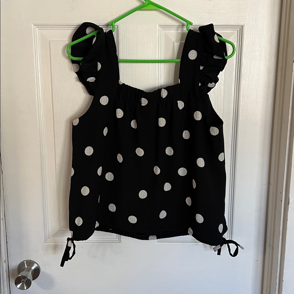 Scoop Polka Dot Ruffle Cropped Tank Top M - Picture 5 of 5